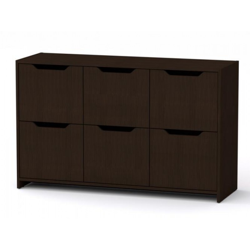 Комод з дверима Компанит 6Д 130х42х80 см Венге темний