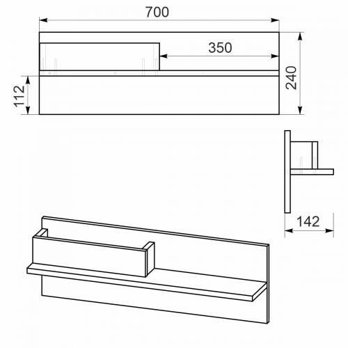 Полиця настінна Компаніт П-31 70х14.2х24 см Бук Полиця настінна Компаніт П-31 70х14.2х24 см Бук