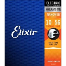 Струни для електрогітари Elixir 12057 Nanoweb Nickel Plated Steel 7-String Light 10/56