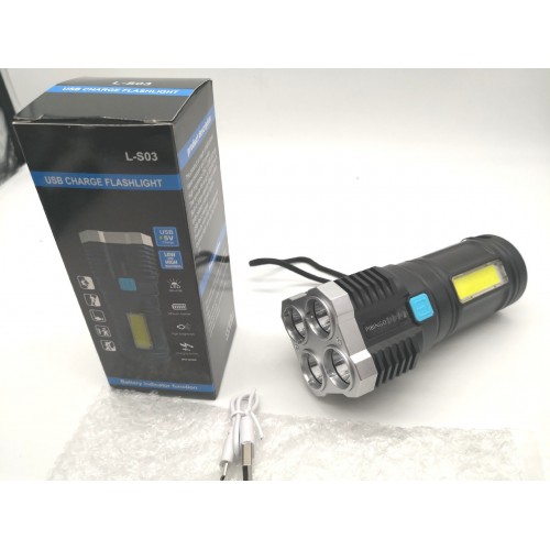 Ліхтар ручний Police X509/L-S03-4LED 3030+COB з/в USB-micro Чорний ABS пластик (X509) Ліхтар ручний Police X509/L-S03-4LED 3030+COB з/в USB-micro Чорний ABS пластик (X509)