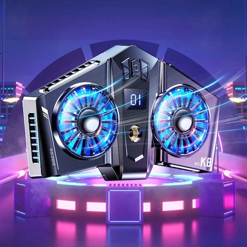 Універсальний подвійний напівпровідниковий радіатор-вентилятор (кулер) для смартфона Union PUBG Mobile K8 Silver