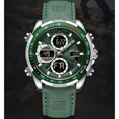 Наручний годинник чоловічий NaviForce Fly ArmyGreen Сріблястий (2743)