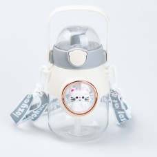 Пляшка для води дитяча Happy Life 820 мл з ручкою та ремінцем сіра (HPGM2217G)