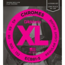 Струни для бас-гітари D'Addario ECB81-5 Chromes Flatwound Regular Light Bass Strings 45/132