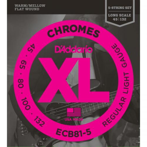 Струни для бас-гітари D'Addario ECB81-5 Chromes Flatwound Regular Light Bass Strings 45/132 Струни для бас-гітари D'Addario ECB81-5 Chromes Flatwound Regular Light Bass Strings 45/132
