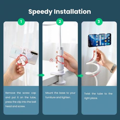 Гнучкий механічний утримувач/підставка для смартфона Ugreen LP133 (Білий) Гнучкий механічний утримувач/підставка для смартфона Ugreen LP133 (Білий)