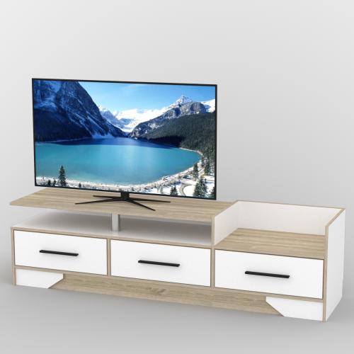Тумба під телевізор Тиса Мебель ТВ-344 Дуб сонома Білий 50x44x180 см Тумба під телевізор Тиса Мебель ТВ-344 Дуб сонома Білий 50x44x180 см