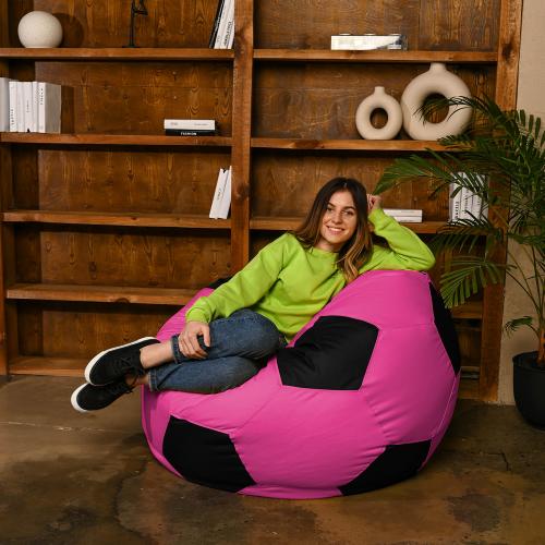Крісло мішок М'яч Оксфорд 120см Студія Комфорту Великий Рожевий + Чорний Крісло мішок М'яч Оксфорд 120см Студія Комфорту Великий Рожевий + Чорний