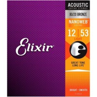 Струни для акустичної гітари 6 шт Elixir 11052 Nanoweb 80/20 Bronze Acoustic Light 12/53 Струни для акустичної гітари 6 шт Elixir 11052 Nanoweb 80/20 Bronze Acoustic Light 12/53