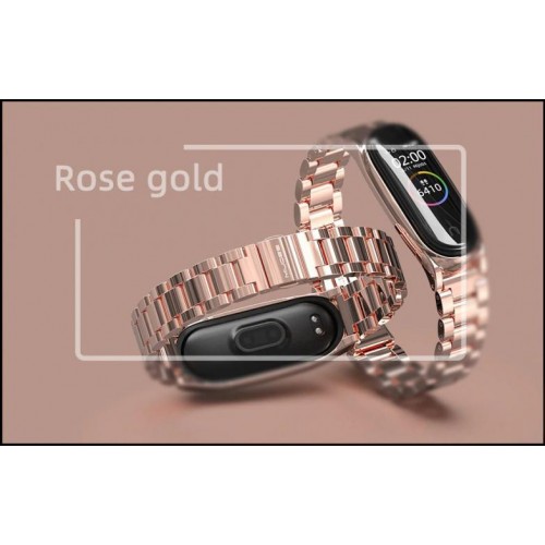 Ремінець MiJobs Metal Strap для Xiaomi Mi Band 3/4/5/6 Rose Gold Ремінець MiJobs Metal Strap для Xiaomi Mi Band 3/4/5/6 Rose Gold
