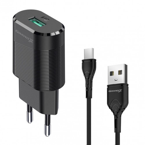 Зарядний пристрій Grand-X (1xUSB 2.1А) Black (CH-17BL) + кабель USB-C в інтернет супермаркеті PbayMarket!