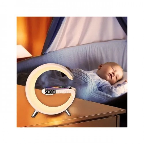 Ночник RGB 3в1 + Bluetooth колонка та бездротова зарядка G63 Smart Small White CNV
