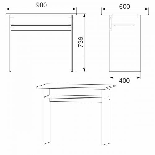 Стіл письмовий Компанит МО 4 90х60х73,6 см Альба білий Стіл письмовий Компанит МО 4 90х60х73,6 см Альба білий