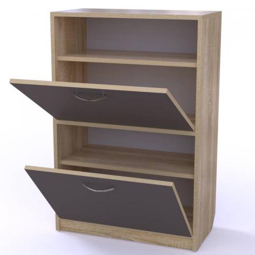 Тумба для взуття Тиса Мебель ТО-108 1Сонома Графіт 89.5x60 см Тумба для взуття Тиса Мебель ТО-108 1Сонома Графіт 89.5x60 см