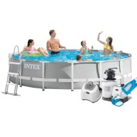 Каркасний басейн Intex 26724-7, 457 х 107 см (7 г/год, 7 900 л/год, драбина, тент, підстилка, набір для догляду)