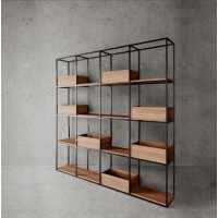 Стелаж для зберігання в стилі Loft Чорний NS-1781 2030x2000x300 мм Стелаж для зберігання в стилі Loft Чорний NS-1781 2030x2000x300 мм