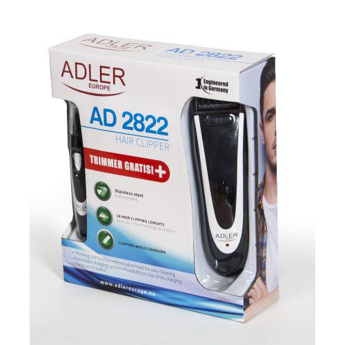 Машинка для стрижки волосся триммер Adler AD 2822 Чорний з білим (004559)