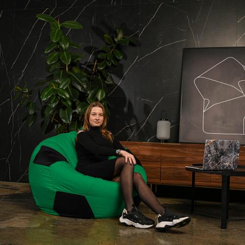 Крісло мішок М'яч Оксфорд 120см Студія Комфорту Великий Зелений + Чорний Крісло мішок М'яч Оксфорд 120см Студія Комфорту Великий Зелений + Чорний