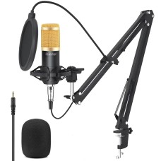Конденсаторний мікрофон студійний Manchez BM800 зі стійкою пантограф та поп-фільтром Black-Gold