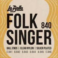 Струни для класичної гітари La Bella 840 Folksinger Silver Nylon Silver Alloy Medium Струни для класичної гітари La Bella 840 Folksinger Silver Nylon Silver Alloy Medium