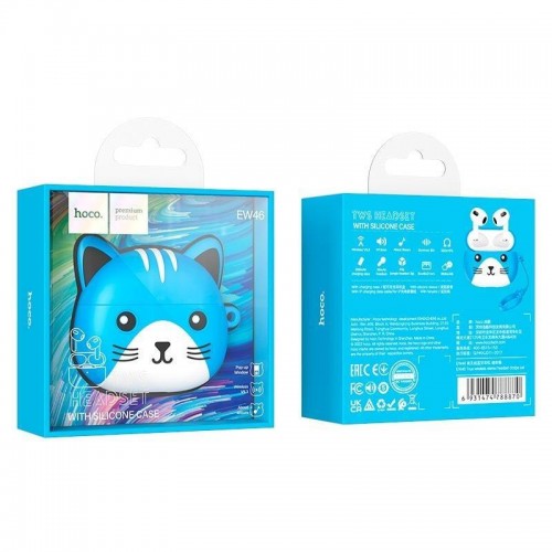 Дитячі бездротові навушники Bluetooth HOCO Cat EW46 в кейсі Blue N