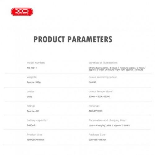 Акумуляторна настільна LED-лампа XO OZ11 2400 мАг 4W White (35799_3605214) Акумуляторна настільна LED-лампа XO OZ11 2400 мАг 4W White (35799_3605214)