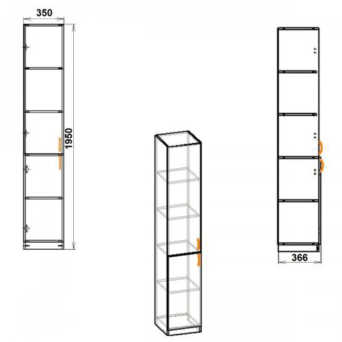 Шафа книжкова Компаніт КШ-10 35х37х195 см Горіх екко Шафа книжкова Компаніт КШ-10 35х37х195 см Горіх екко