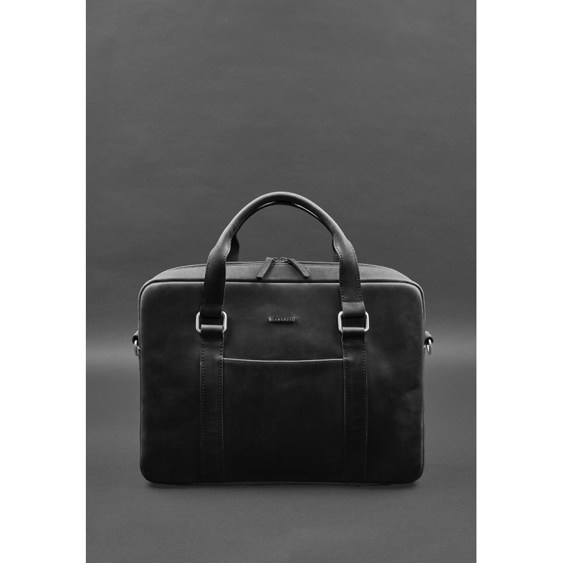 Шкіряна сумка для ноутбука та документів чорна Crazy Horse BlankNote