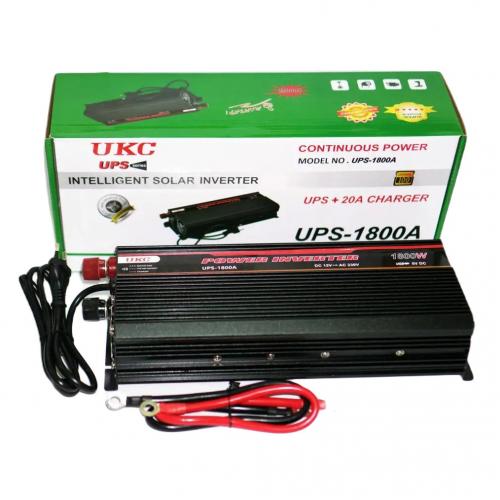 Перетворювач напруги інвертор UKC UPS-1800A 1800W DC/AC 12V-230V із зарядкою Black