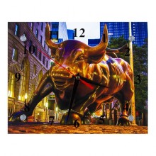 Годинники настінні ДомАрт СГ2 Рік бика Бик Уол Стріт Тихий хід 20х25х5 см (25597)