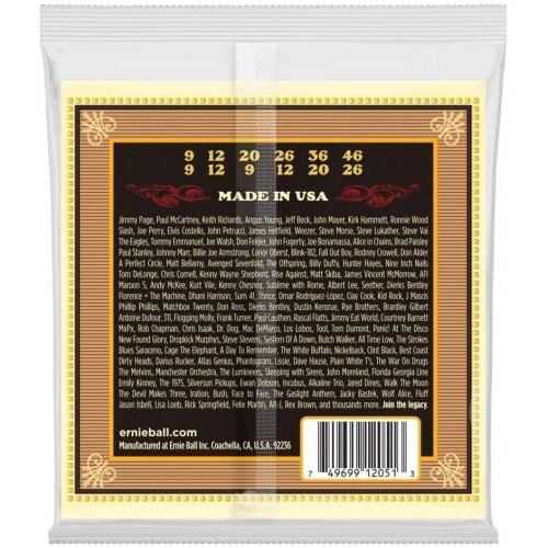 Струни для акустичної гітари Ernie Ball 2051 Earthwood 80/20 Bronze Silk and Steel Extra Soft Acoustic Guitar 12 Strings 9/46 Струни для акустичної гітари Ernie Ball 2051 Earthwood 80/20 Bronze Silk and Steel Extra Soft Acoustic Guitar 12 Strings 9/46