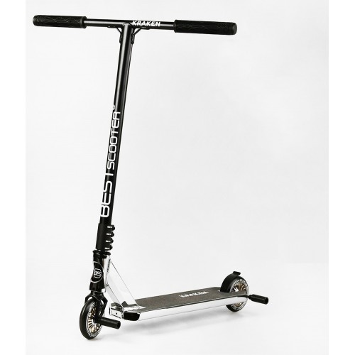 Самокат трюковий алюмінієвий диск та дека Best Scooter Kraken HIC-система пеги 100 кг Black and white (112910)