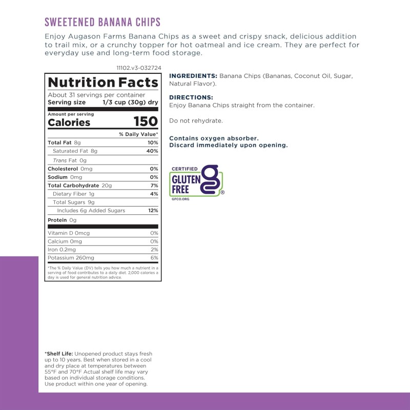 Сублімовані банани з великим терміном придатності 10 років Augason Farms, 22 порції