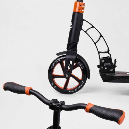 Самокат двоколісний Best Scooter з PU колесами та 2 амортизаторами Black/Orange (100075)