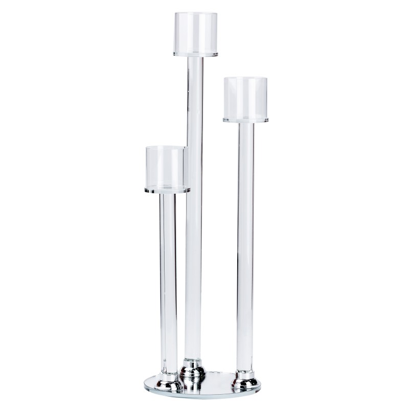 Підвічник скляний у європейському стилі TS Kitchen на три свічки (HP36564)