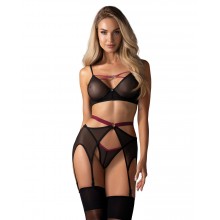 Комплект білизни з поясом для панчох Obsessive Novenes 3-pcs set XS/S (SX0616)