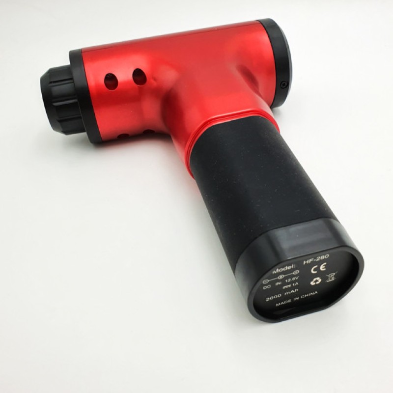 Акумуляторний масажер для тіла 4 насадки Fascial Gun KH-320 Червоний (VD201605935)