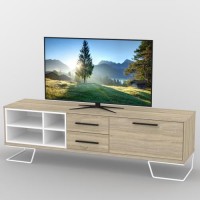 Тумба під телевізор Тиса Мебель ТВ-375 Дуб сонома Білий 55x44x180 см Тумба під телевізор Тиса Мебель ТВ-375 Дуб сонома Білий 55x44x180 см
