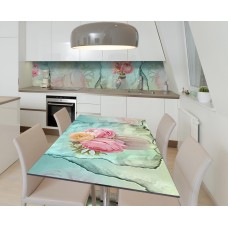 Наклейка 3Д вінілова на стіл Zatarga «На уривках бірюзи» 600х1200 мм для будинків, квартир, столів, кав'ярень,