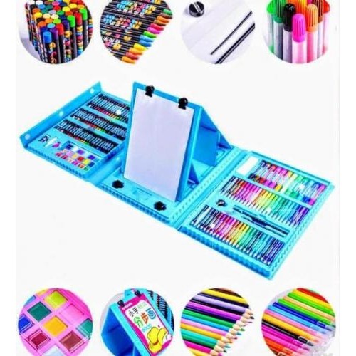 Великий художній набір з мольбертом для малювання та дитячої творчості у валізці для дітей 208 предметів Великий художній набір з мольбертом для малювання та дитячої творчості у валізці для дітей 208 предметів