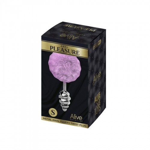 Металева анальна пробка Кролячий хвостик Alive Fluffy Twist Plug S Purple, діаметр 2,9 см в інтернет супермаркеті PbayMarket!