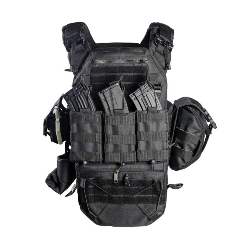 Комплект плитоноски з підсумками та напашником без плит No Brand 25 х 30 см Чорний (2019384333)