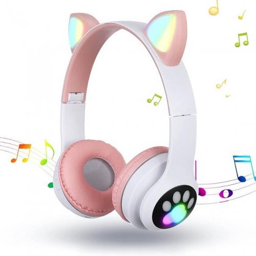 Навушники бездротові котячими вушками CAT Ear VZV-23M Bluetooth RGB Рожеві