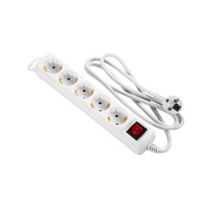 Подовжувач мережевий фільтр із заземленням 2E U05ESM1.5 на 5 розеток 1,5 м білий