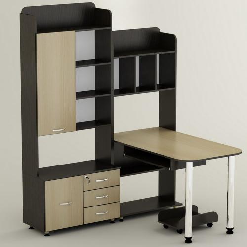 Стіл комп'ютерний Тиса Мебель СК-17 Венге Молочний 1980x1300x1535 мм Стіл комп'ютерний Тиса Мебель СК-17 Венге Молочний 1980x1300x1535 мм