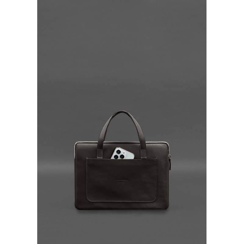 Шкіряний чохол з ручками для ноутбука 13 дюймів Темно-коричневий BlankNote