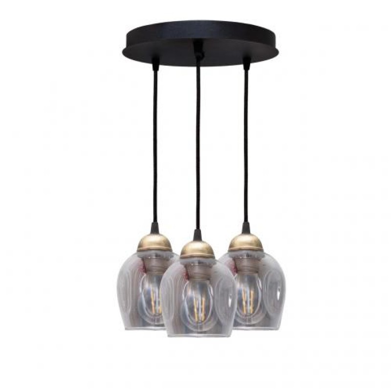 Світильник підвісний MSK Electric Enigma на круглій основі під три лампи Е27 PL 2024-3R BK Чорно-бронзовий (619284)