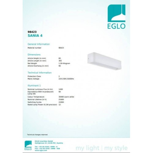 Бра Eglo SANIA 4 98423 Бра Eglo SANIA 4 98423