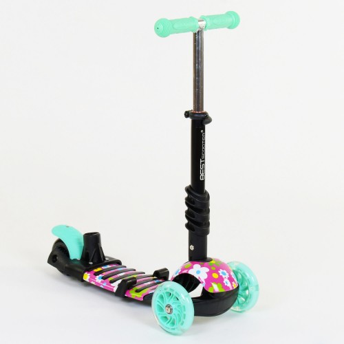 Самокат Best Scooter PU колеса, що світяться 5 в 1 Flowers 54 х 14 см Різнокольоровий (84219) Самокат Best Scooter PU колеса, що світяться 5 в 1 Flowers 54 х 14 см Різнокольоровий (84219)