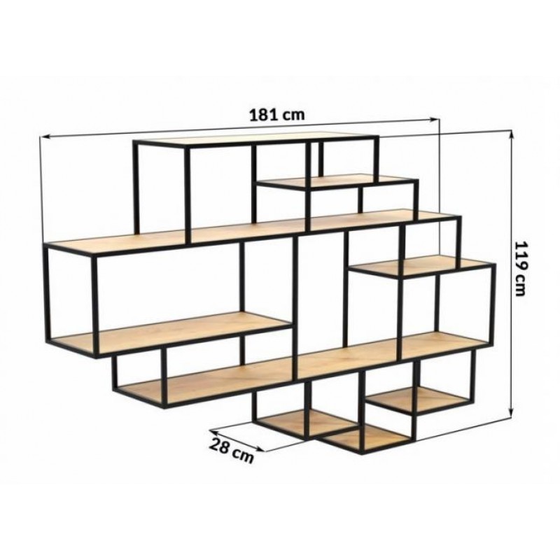 Навісна - настінна полиця у стилі Loft NS-1045 1220x1810x280 мм Черный